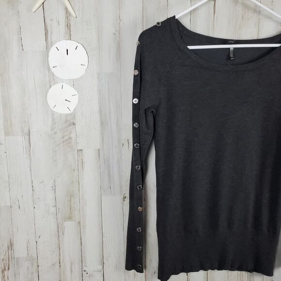 Ravel Button Detail Sweater Dark Gray Size XS - Picture 6 of 10